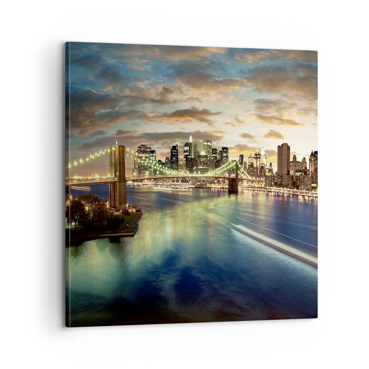 Tablou pe pânză - O seară luminată deasupra Manhattan-ului - 60x60 cm