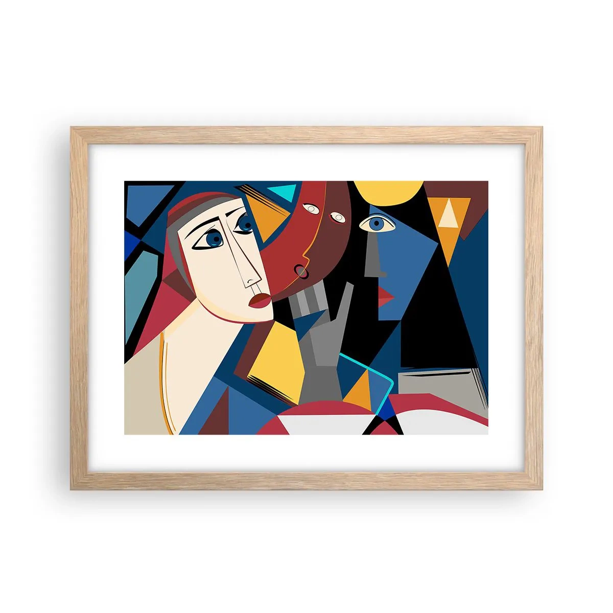 Poster în ramă de stejar deschis - Discuția cubiștilor - 40x30 cm