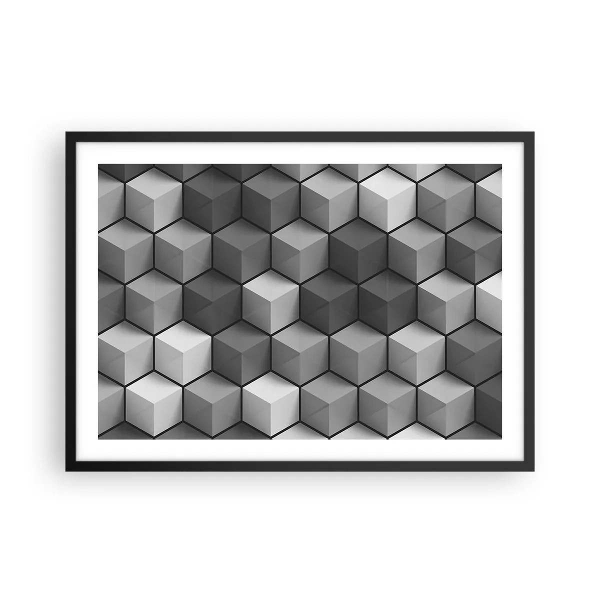 Poster în ramă neagră - Puzzle cubist - 70x50 cm