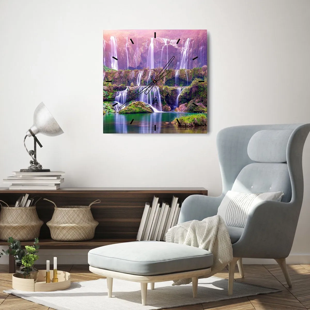 Ceas de perete - Ceas pe sticlă - Scara către cer - 30x30 cm