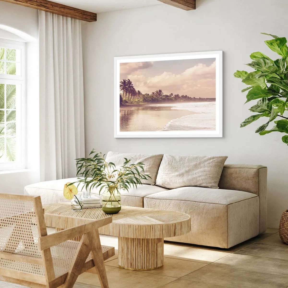 Poster în ramă albă - Mângâind valurile - 70x50 cm
