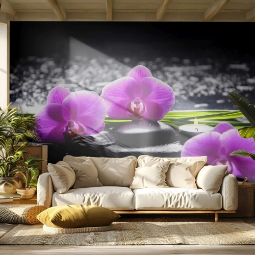 Tapet Premium Canvas - Să te scufunzi în pace și liniște - Flori, Orhidee, Orhidee - 250x175 cm