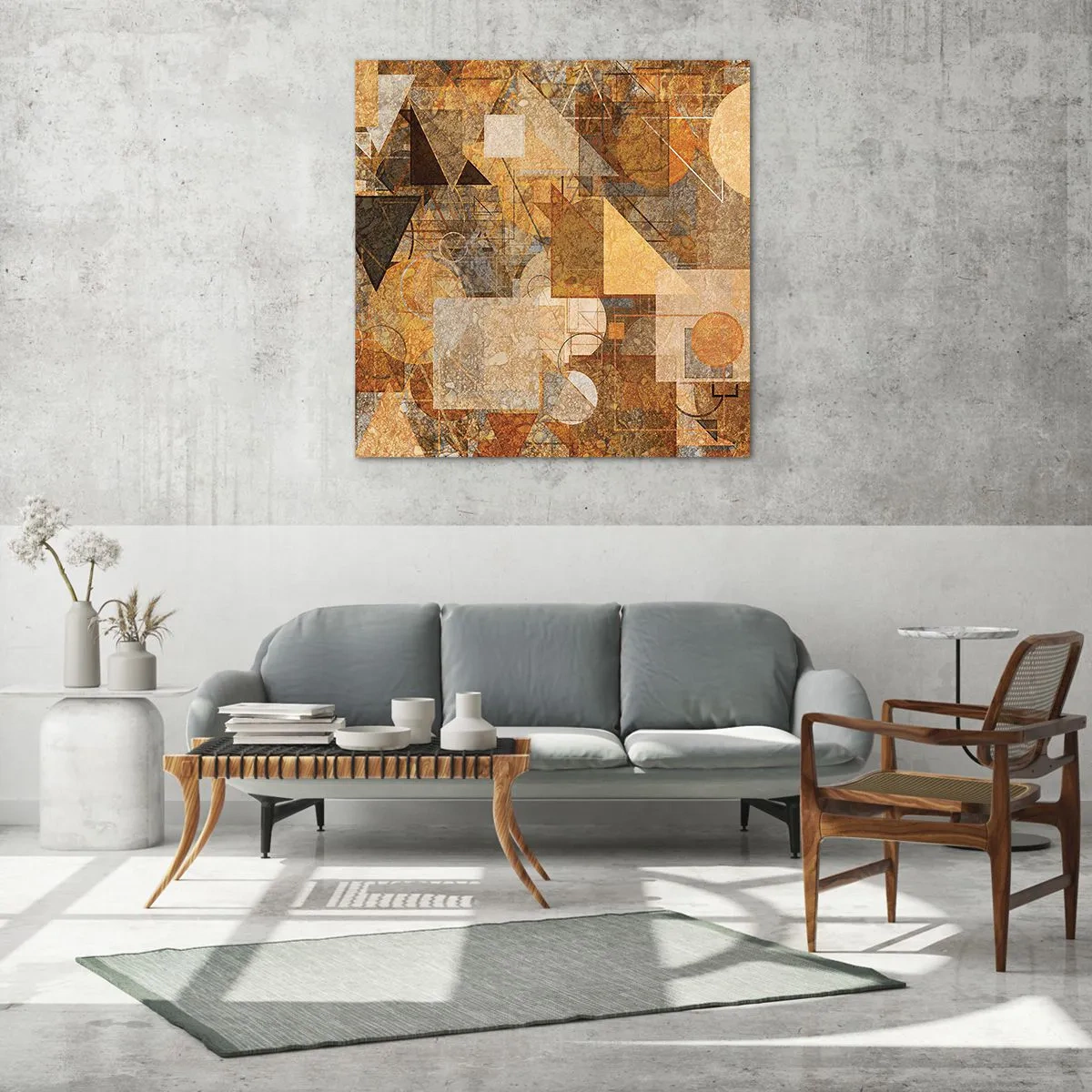 Tablou pe sticlă - Studiu cubist de bronz - 30x30 cm