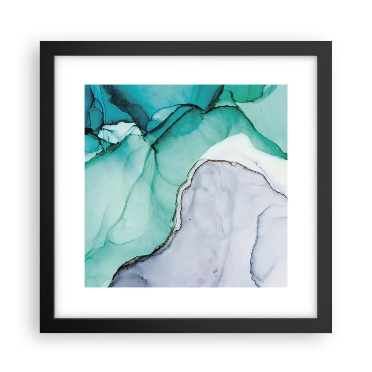 Poster în ramă neagră - Studiu în turcoaz - 30x30 cm