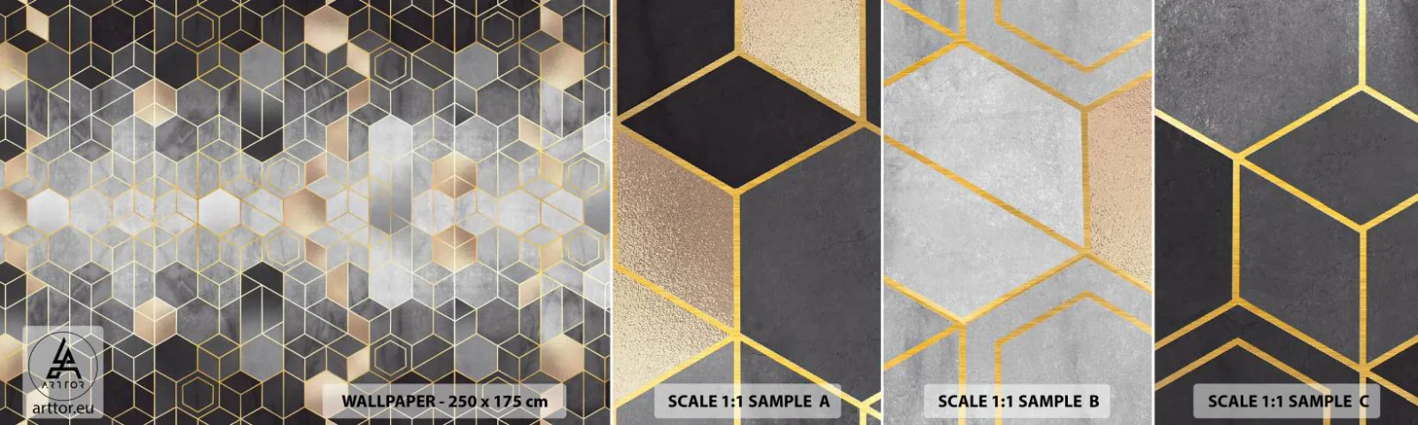 Mostră tapet autocolant Deluxe Sticker - Compoziție diamantată - Abstracția, Bucată, Grafică - 100x30 cm