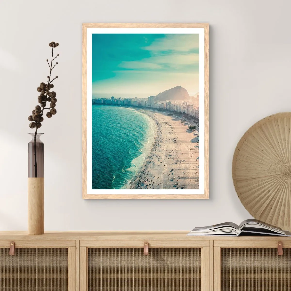 Poster în ramă de stejar deschis - Vacanță perpetuă în Rio - 70x100 cm