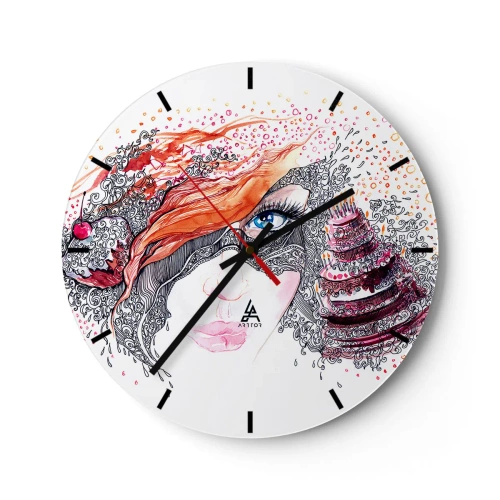 Ceas de perete - Ceas pe sticlă - Cu ea fiecare zi e o sărbătoare - 40x40 cm