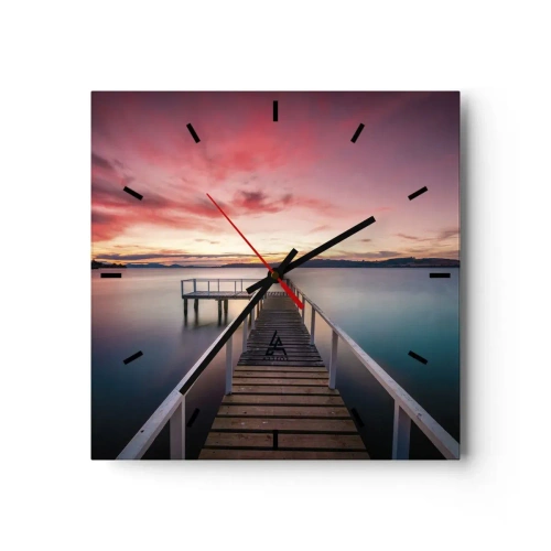 Ceas de perete - Ceas pe sticlă - Flacăra blândă a serii - 40x40 cm