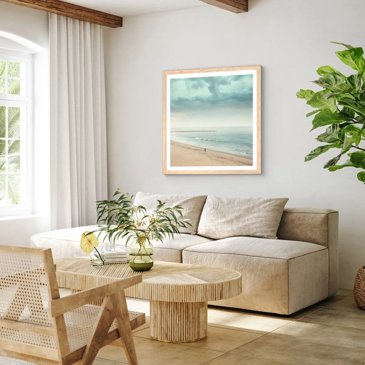 Poster în ramă de stejar deschis - Căutând liniștea - 40x40 cm