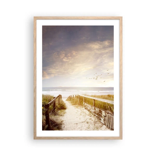 Poster în ramă de stejar deschis - Spațiu pentru liniște - 50x70 cm
