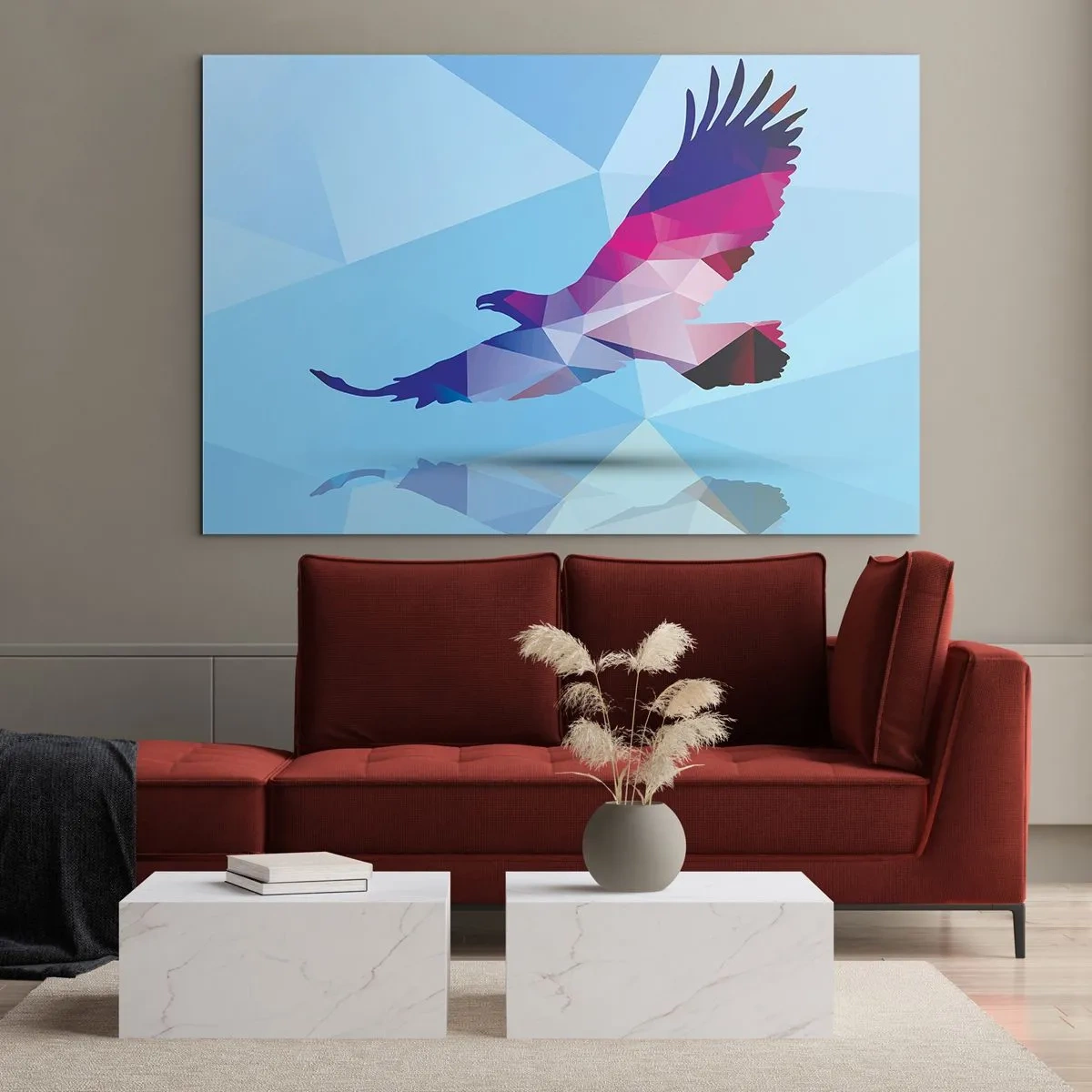 Tablou pe sticlă - Vultur în cristal liliachiu - 100x70 cm