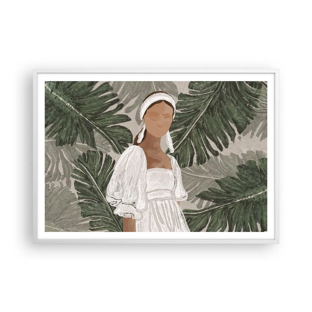 Poster în ramă albă - Portret exotic - 100x70 cm
