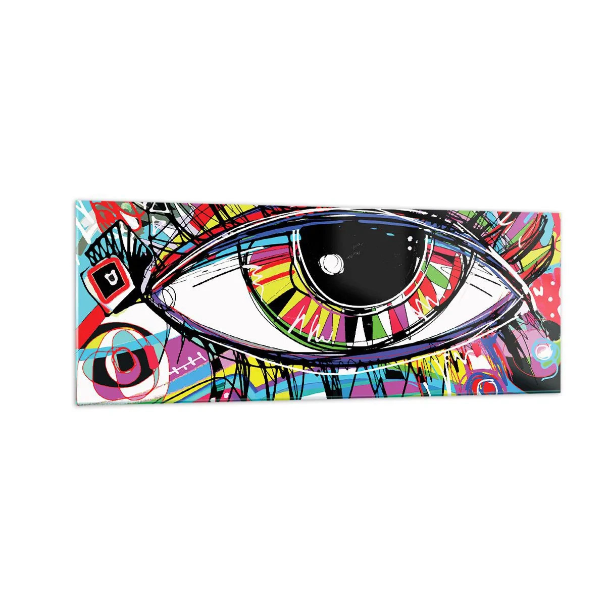 Tablou pe sticlă - Un ochi colorat - un suflet colorat - 140x50 cm