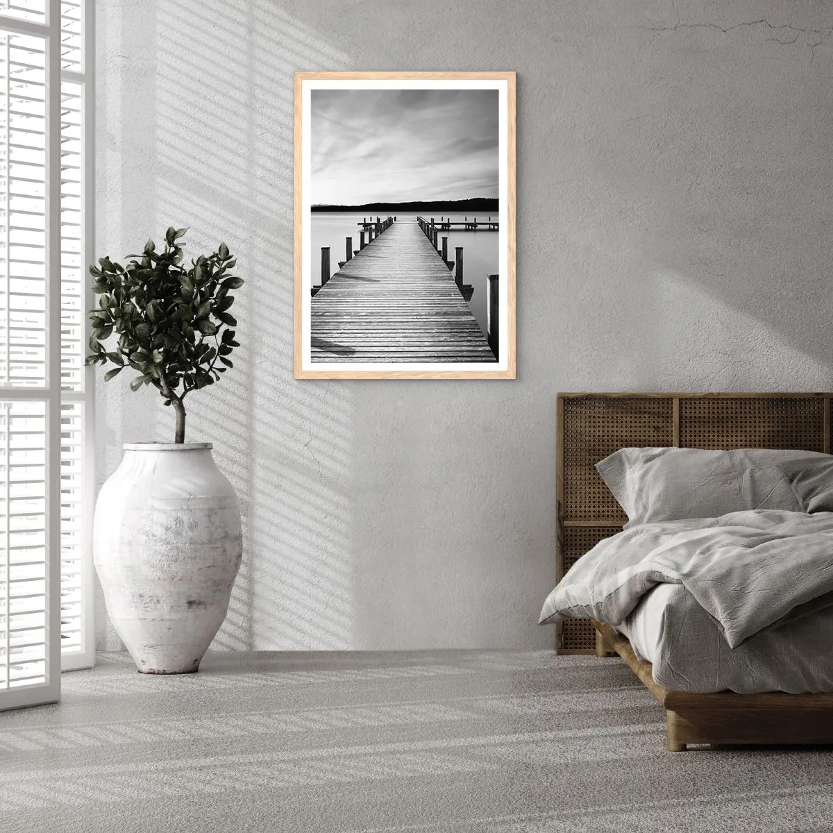 Poster în ramă de stejar deschis - La adăpostul apei - pace - 50x70 cm