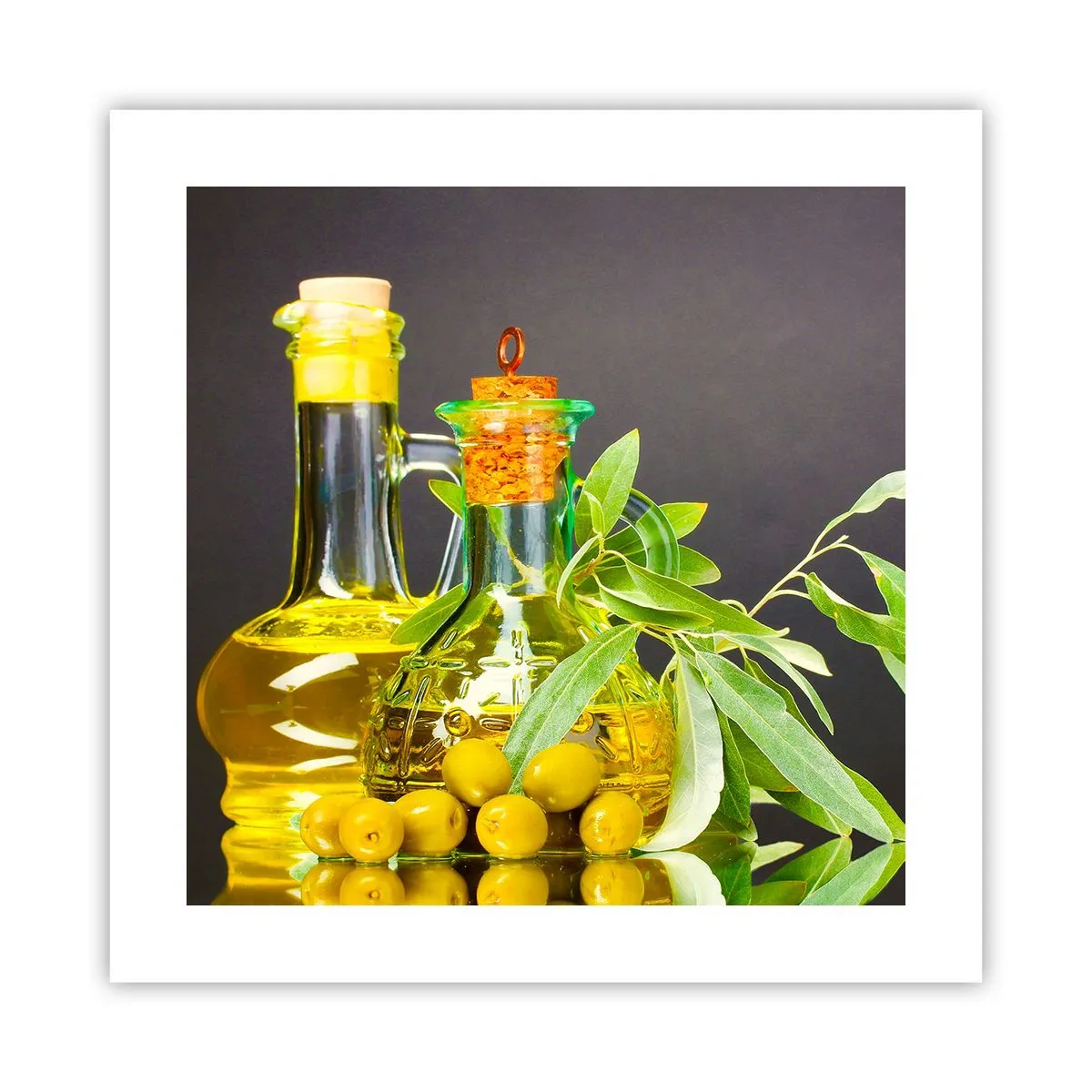Poster - Natură moarte cu măsline și ulei - 40x40 cm