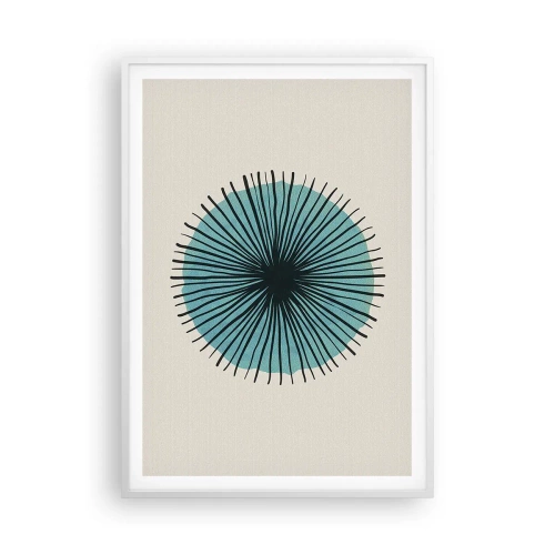 Poster în ramă albă - Radiant pe albastru - 70x100 cm