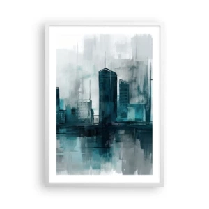 Poster în ramă albă - Un oraș de culoarea ploii - 50x70 cm