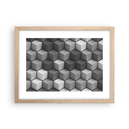 Poster în ramă de stejar deschis - Puzzle cubist - 40x30 cm
