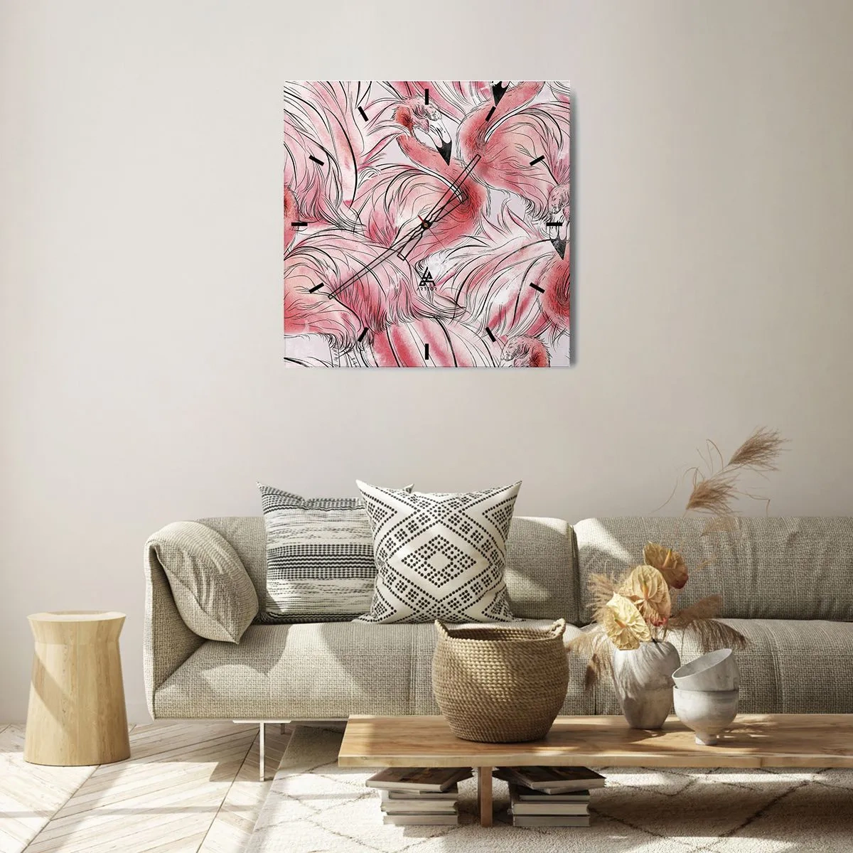 Ceas de perete - Ceas pe sticlă - Corpul de balet al păsărilor - 30x30 cm