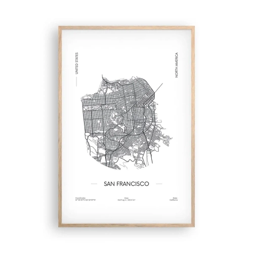 Poster în ramă de stejar deschis - Anatomia San Francisco - 61x91 cm