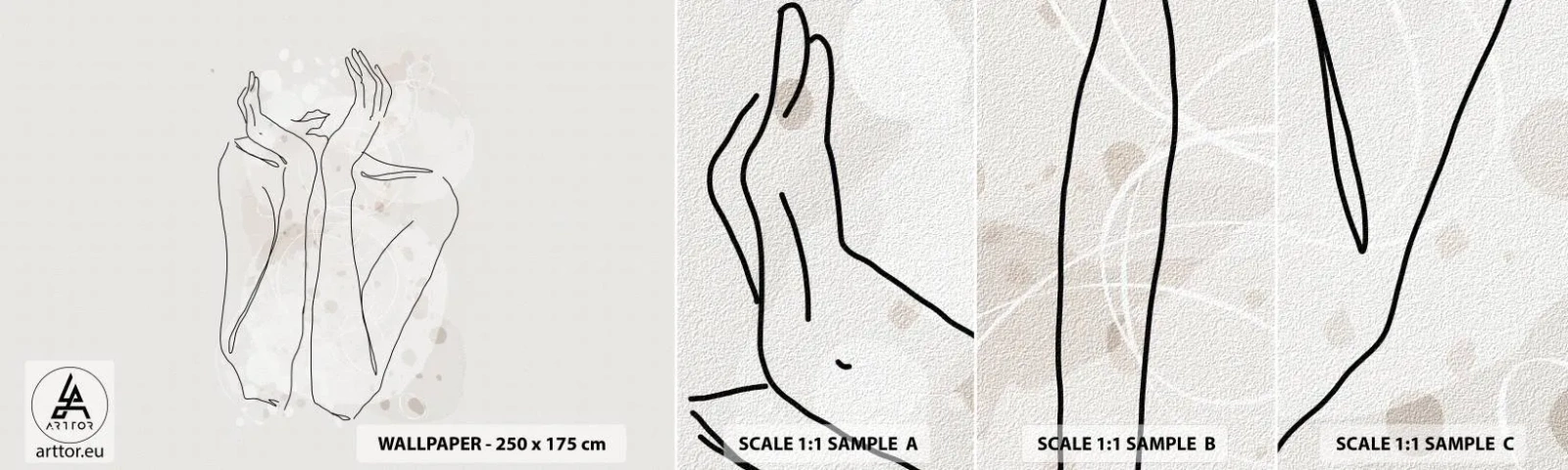 Mostră tapet autocolant Deluxe Sticker - Un moment pentru vis - Grafică, Femeie, Bucată - 100x30 cm