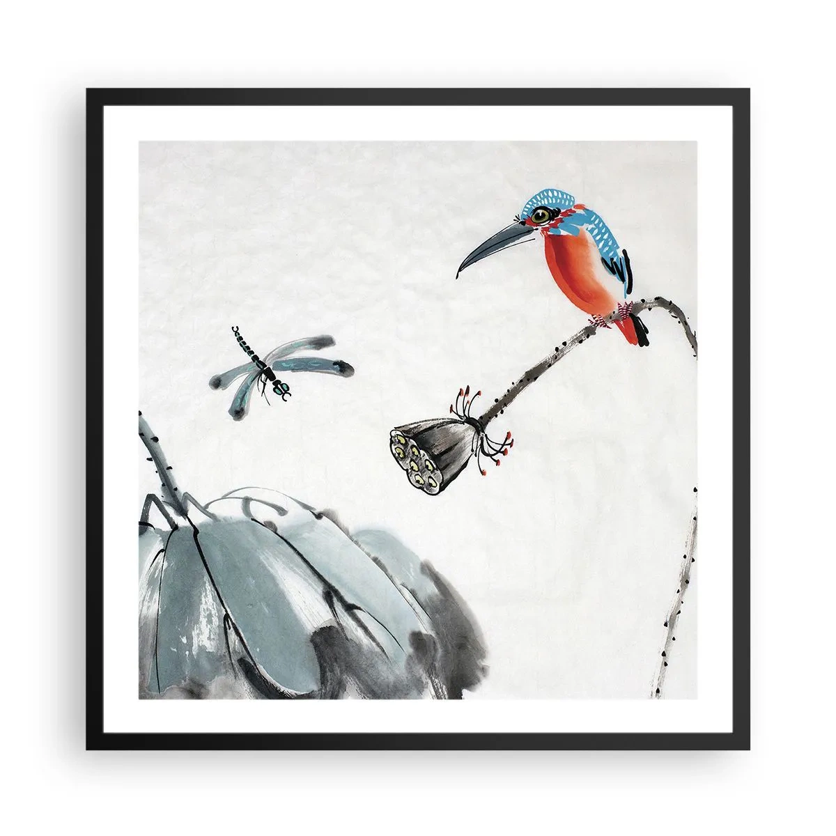 Poster în ramă neagră - Viața de pajiște - 60x60 cm