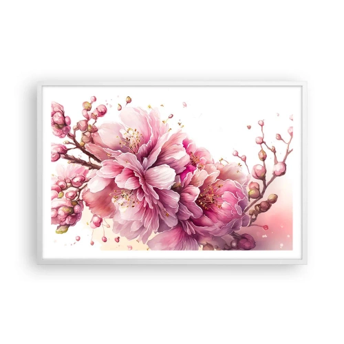 Poster în ramă albă - Flori de cireș - 91x61 cm
