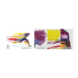 Mostră tapet Premium Sand - Alergând peste curcubeu - Abstracția, Sport, Alergător - 100x30 cm