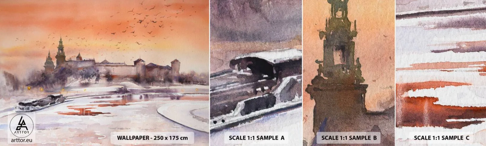 Mostră de Tapet Standard Eco - Apus de soare regal - Peisaj, Peisaj, Clasic - 100x30 cm