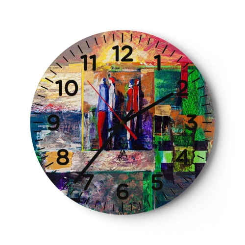 Ceas de perete - Ceas pe sticlă - Relații și emoții - 40x40 cm