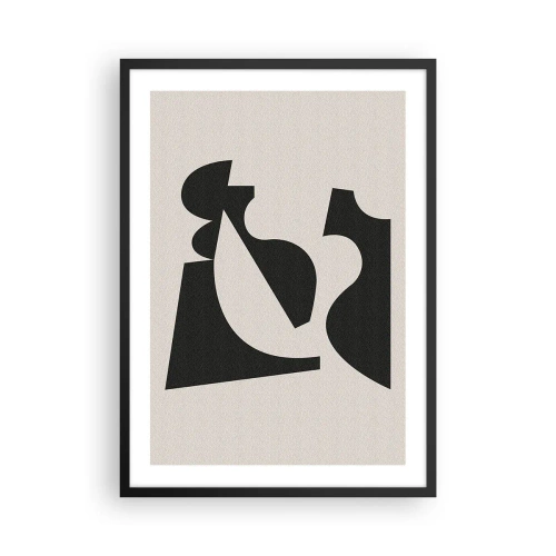 Poster în ramă neagră - Compoziție geometrică abstractă în negru și bej - 50x70cm - Pentru autoasamblare - Decorațiune modernă pentru perete pentru living și dormitor ARTTOR