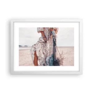 Poster în ramă albă - Hippie pe drum - 40x30 cm