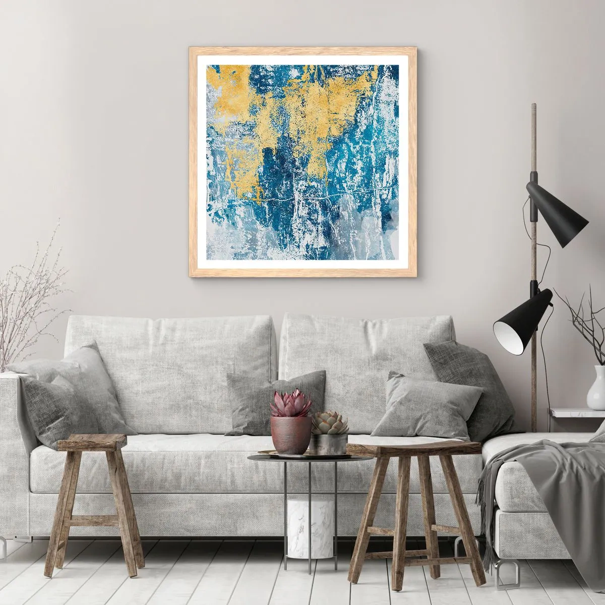Poster în ramă de stejar deschis - Abstracție de vreme - 40x40 cm