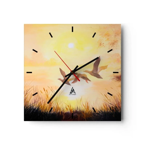 Ceas de perete - Ceas pe sticlă - Începutul unei lungi călătorii - 30x30 cm
