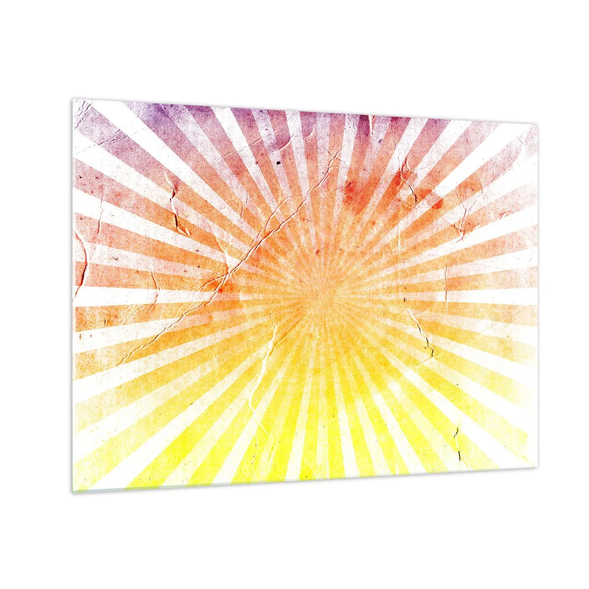 Tablou pe sticlă - Razele soarelui care răsare sau apune în stil retro - 70x50cm - Răsărituri și apusuri de soare - Decorațiune modernă pentru perete pentru living și dormitor ARTTOR
