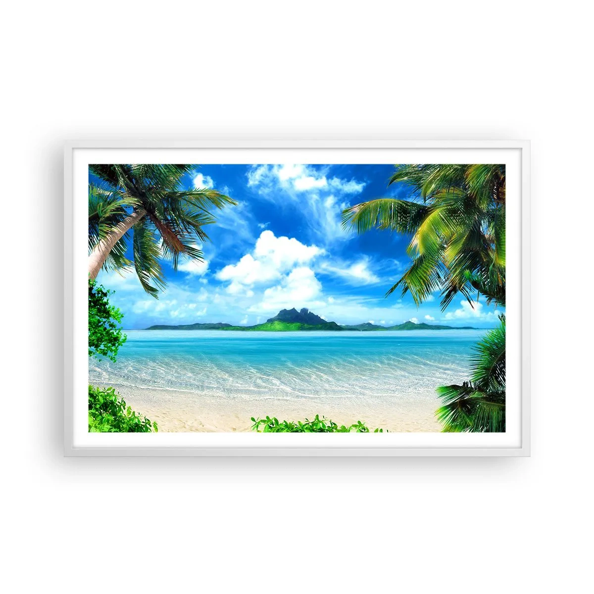 Poster în ramă albă - Azur de la tropice - 91x61 cm