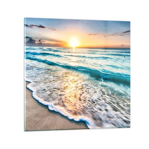 Tablou pe sticlă - Priveliștea cu apus de soare - 40x40 cm