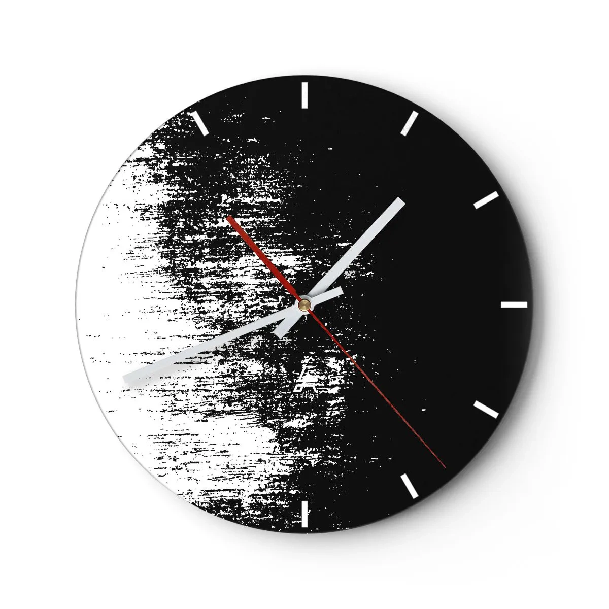 Ceas de perete - Ceas pe sticlă - Rezumat alb-negru cu efect de pensulă - 30x30cm - Iar câștigătorul este... - Decorațiune modernă pentru perete pentru living, bucătărie și dormitor ARTTOR