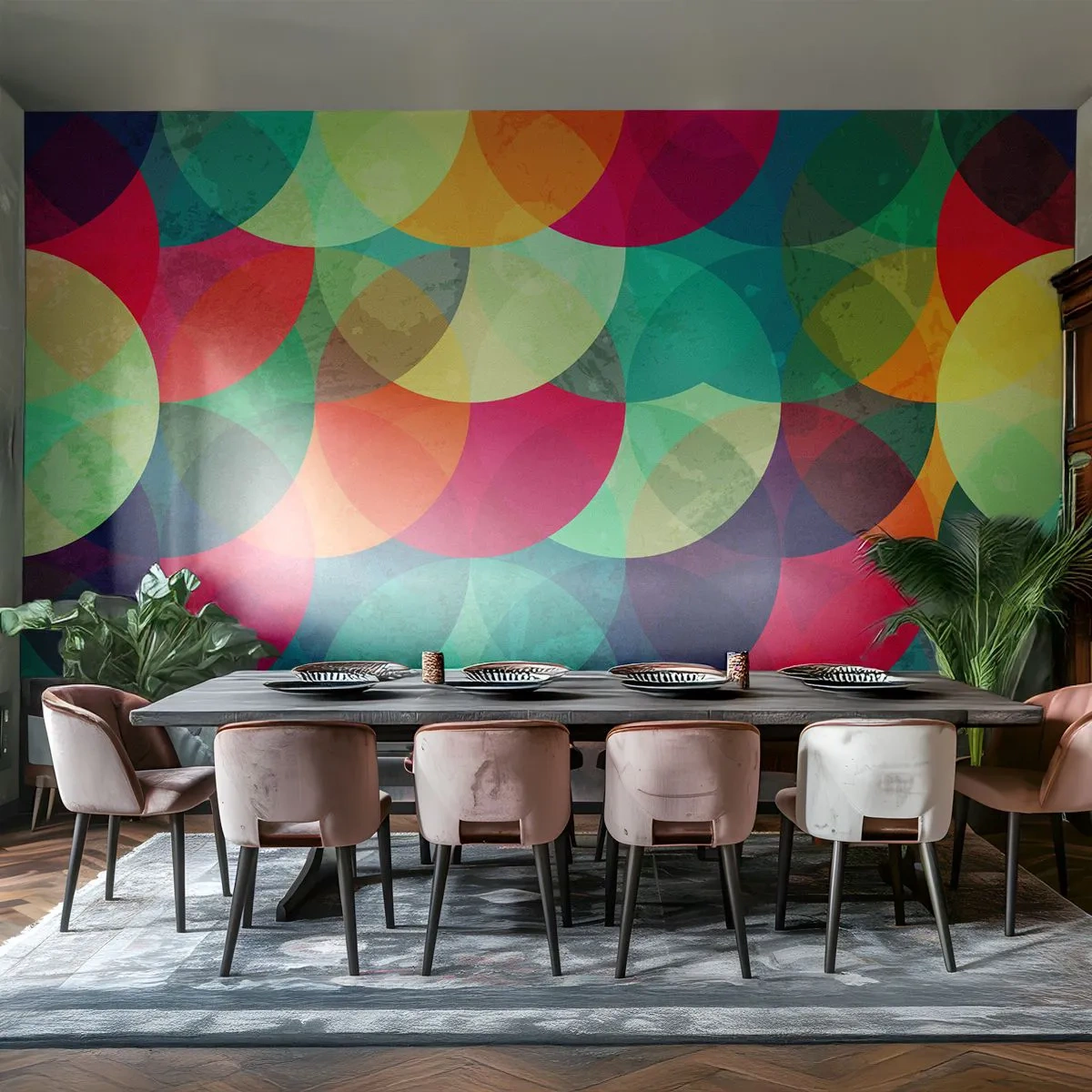 Tapet Premium Sand - Să intrăm în curcubeu - Abstracția, Bucată, Cercuri colorate - 500x350 cm