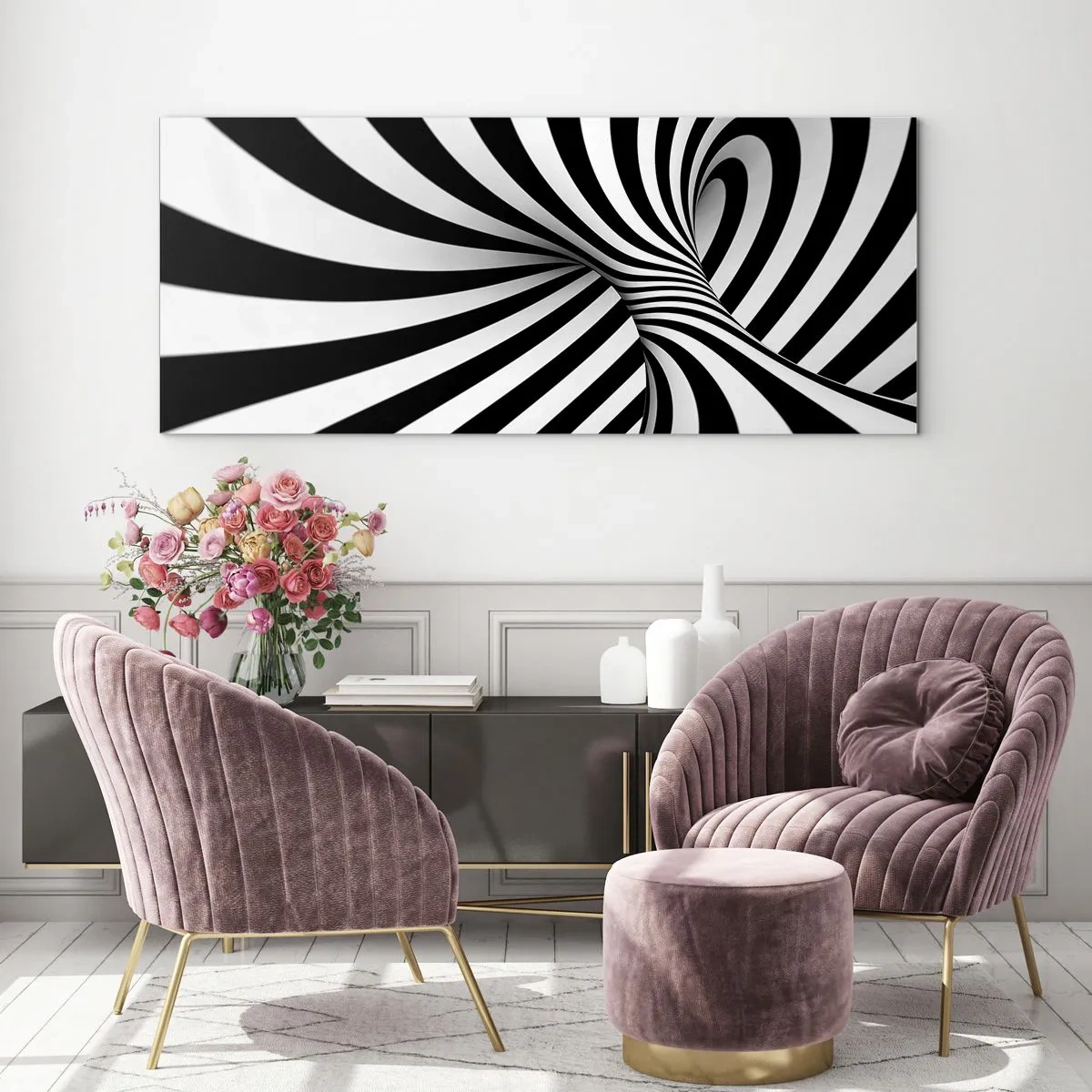 Tablou pe sticlă - Compoziție: spațiul dansator - 100x40 cm