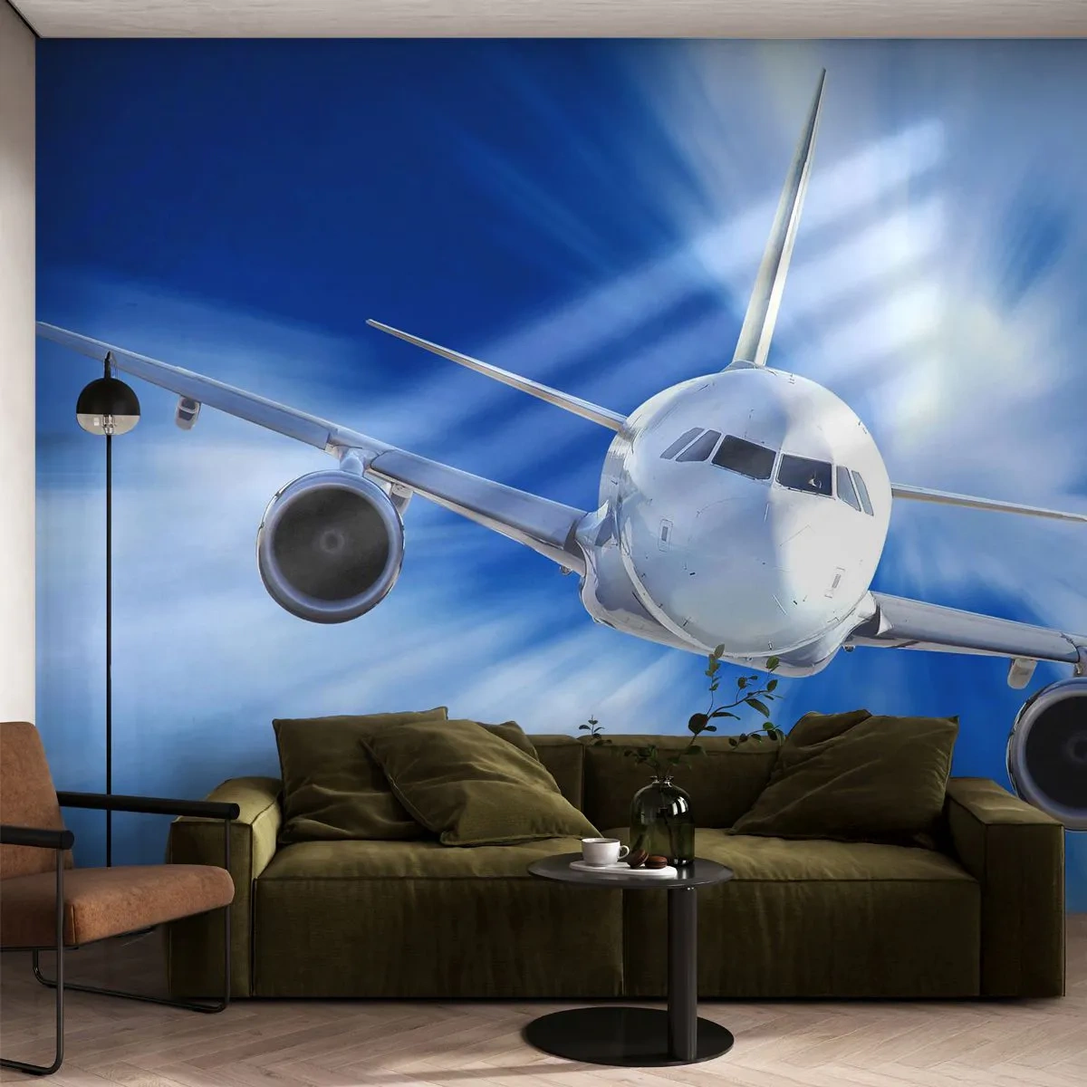Tapet Premium Canvas - Mai repede decât vântul pe cer - Avion, Avioane, Călătorii - 250x175 cm
