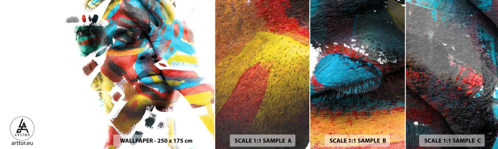 Mostră tapet autocolant Deluxe Sticker - Personalitate colorată - Abstracția, Bucată, Grafică - 100x30 cm