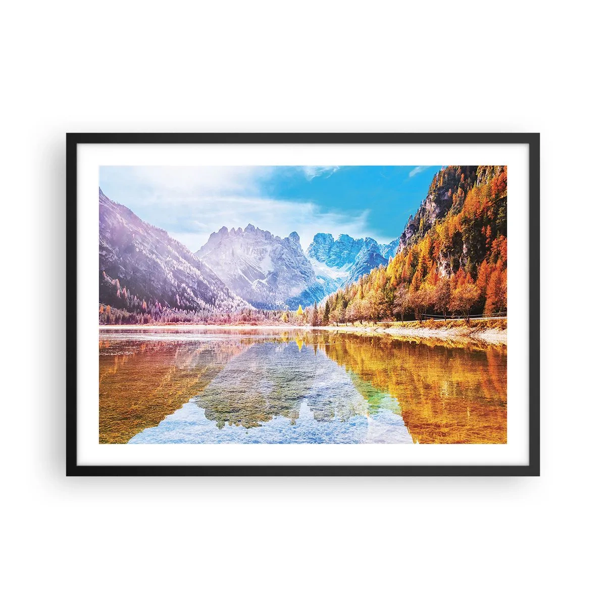 Poster în ramă neagră - Iar în munți începe toamna - 70x50 cm