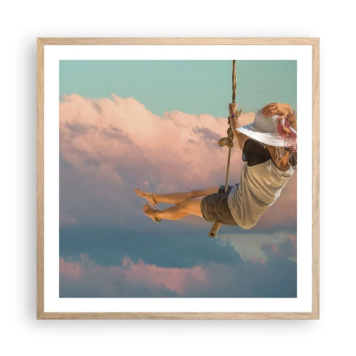 Poster în ramă de stejar deschis - Distracție în nori - 60x60 cm
