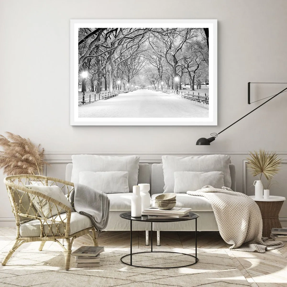 Poster în ramă albă - Cele patru anotimpuri – iarna - 70x50 cm