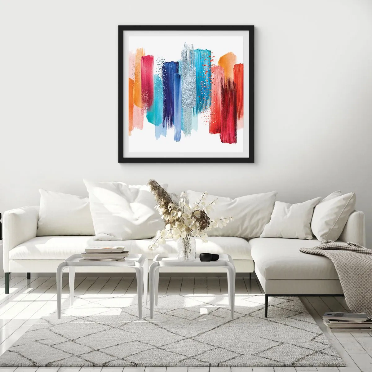Poster în ramă neagră - Sus și jos  - 30x30 cm