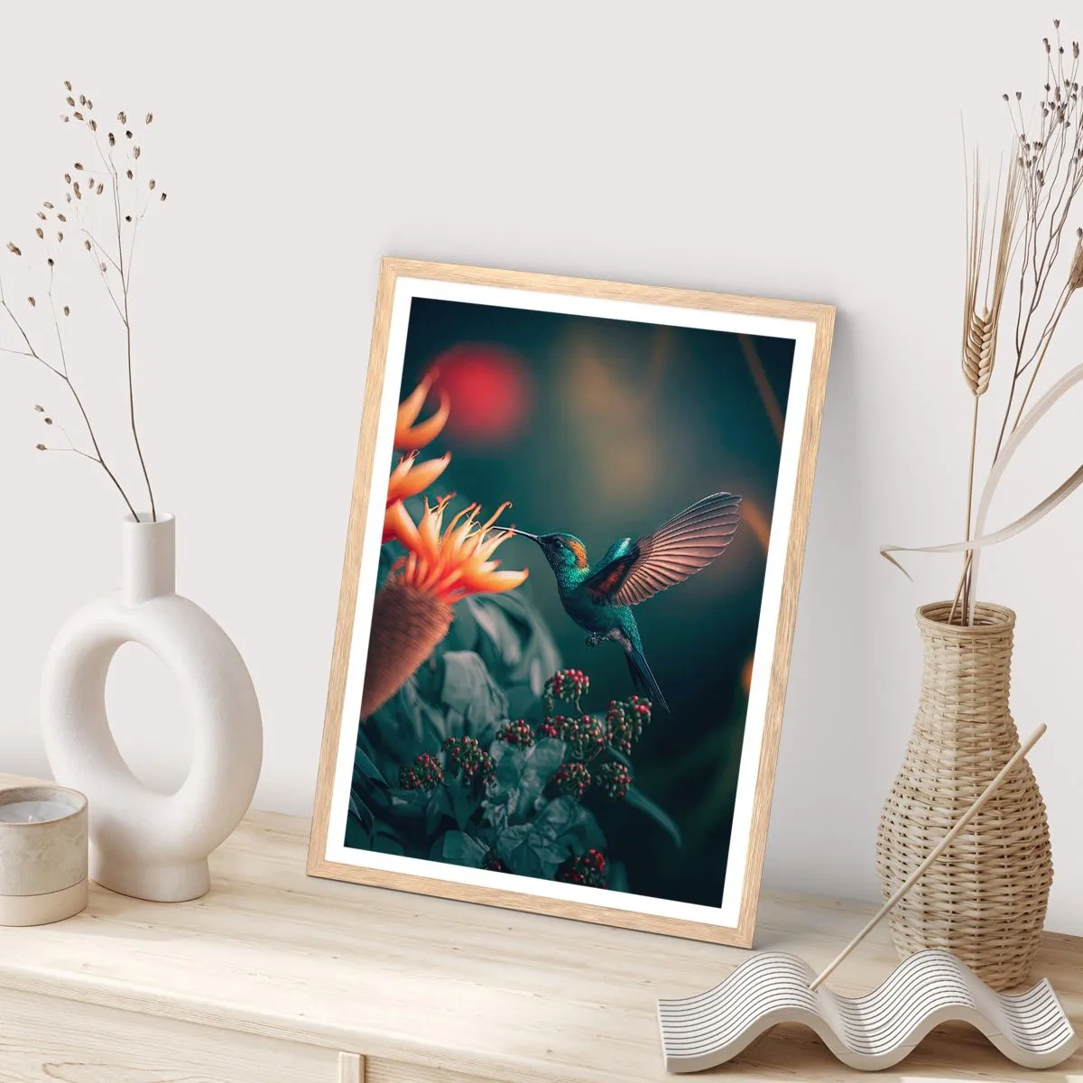 Poster în ramă de stejar deschis - Viață cu adevărat colorată - 70x100 cm