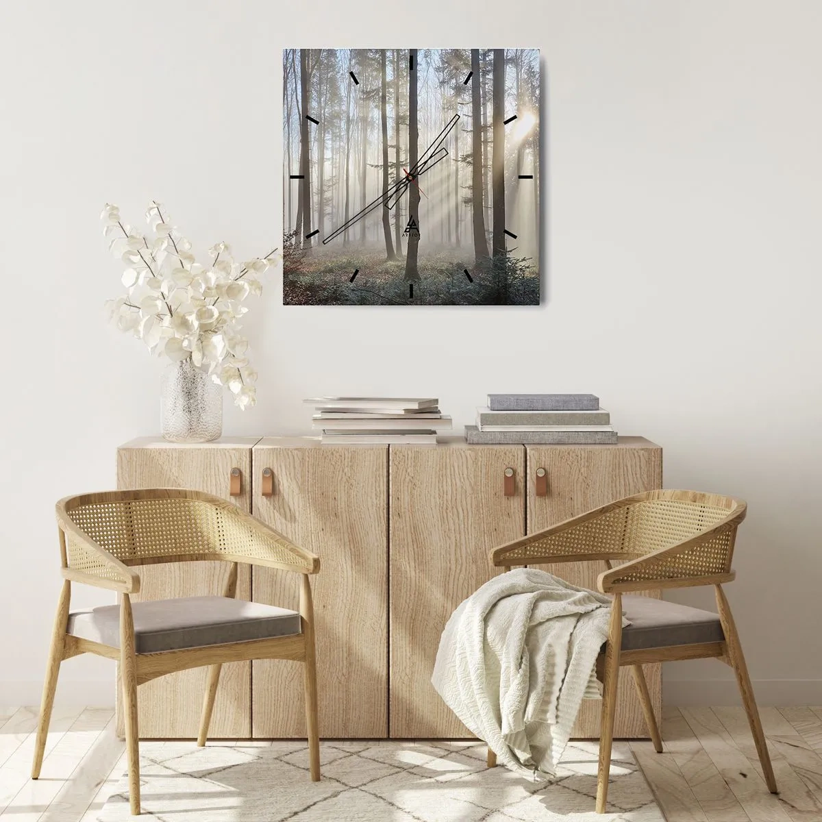 Ceas de perete - Ceas pe sticlă - Ceața s-a trezit și ea - 40x40 cm