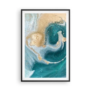 Poster în ramă neagră - Vârtej de aur și turcoaz - 61x91 cm