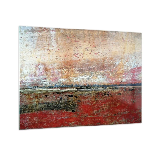 Tablou pe sticlă - Textură abstractă în nuanțe de roșu și ocru - 70x50cm - Oare este marea? - Decorațiune modernă pentru perete pentru living și dormitor ARTTOR